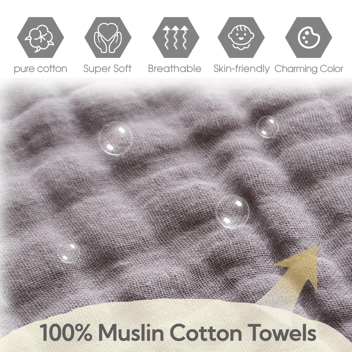 Mukin Colorful Baby Washcloths - Muslin Cotton Wash Cloths For Babies, Ultra Soft Newborn-Toddler-Infant-Child Washcloths Burp C