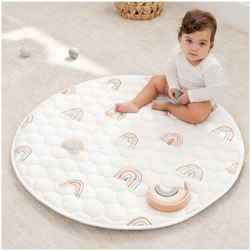 Comfy Cubs Round Kids Play Mat -Small 36 inches Soft Quilted Baby Floor Mat with Non-Slip Bottom - Plush Design for Toddlers Pl
