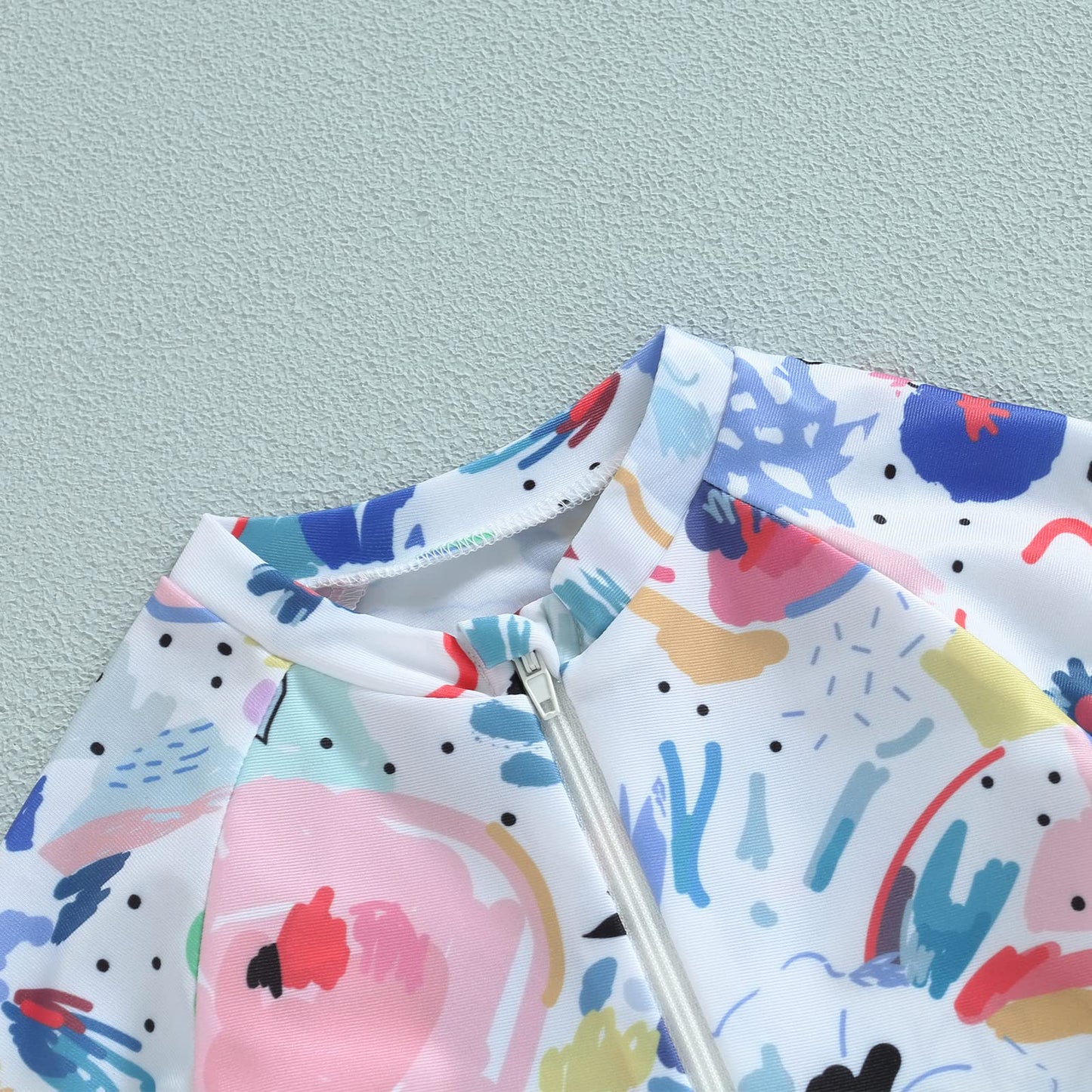 Niceclould Toddler Boy Girl Short Sleeve One Piece Zipper Swimsuit Watercolor Swimwear Romper Jumpsuit Beach Bathing Suit (Us, A