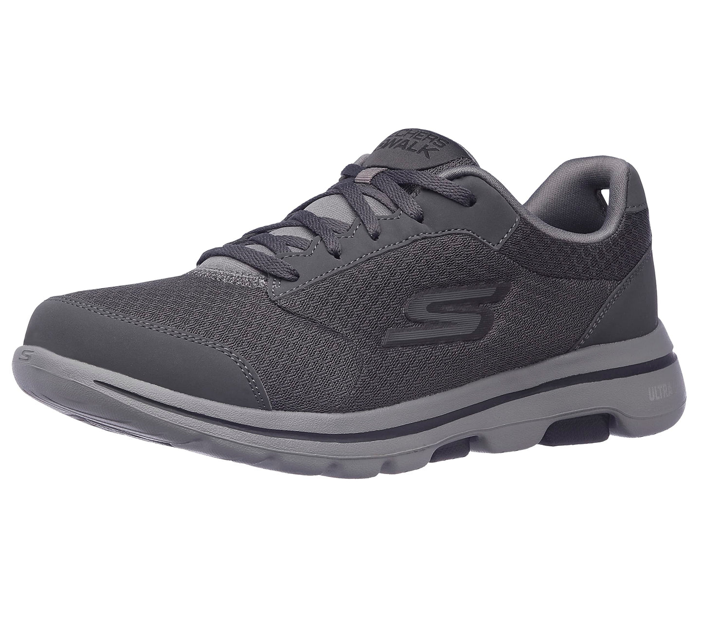 Skechers Mens Gowalk 5 Qualify-Athletic Mesh Lace Up Performance Walking Shoe Sneaker, Charcoalblack, 7 X-Wide