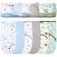 Ramede 6 Pack Swaddle Blanket with Hats Swaddle Outfit for 0-3 Months Newborn Sacks Soft Cotton Wearable for Girl and Boy(Whale,