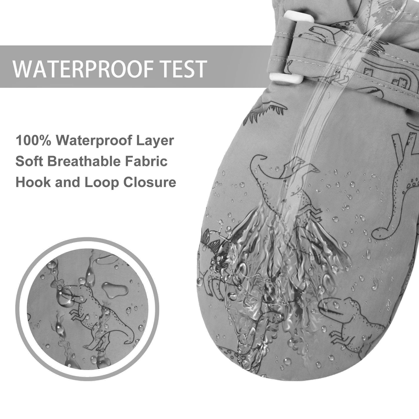 Fynnsure Toddler Mittens Lined Fleece Snow Gloves For Boys Girls Kids Winter Ski Gloves Baby Mittens Gray 1-2 Years