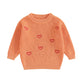 Baby Girl Valentines Day Outfit Love Heart Sweet Long Sleeve Sweater Tshirt Crewneck Tops Fall Winter Clothes (F-Orange, 3-6 Mon