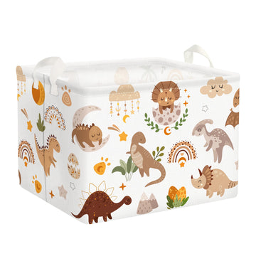 Clastyle Large Boho Dinosaur Boy Basket Rectangle Sleeping Dino Clothes Basket For Bedroom Kid Rainbow Gift Toy Chest Baby Showe