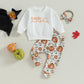 Toddler Baby Girl Boy Halloween Clothes Pumpkin Shirt Ghost Sweatshirt Pants Fall Outfit Baby Halloween Costumes (White Little P