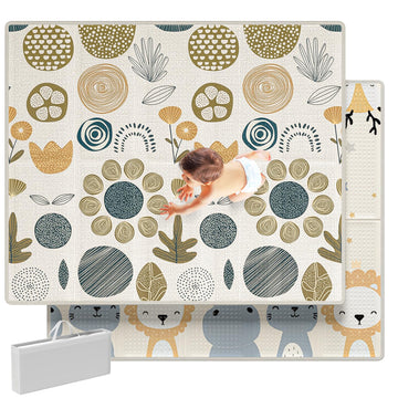 Mloong Baby Play Mat For Floor,59X71X0.4Inch Playmat For Baby With Carry Bag, Foldable Play Mat,Kids Foam Play Mat,Waterproof Ca