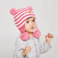 Langzhen Toddler Kids Infant Winter Hat,Earflap Knit Warm Cap Fleece Lined Beanie For Baby Boys Girls (Cat -Rose, 6-12 Months)
