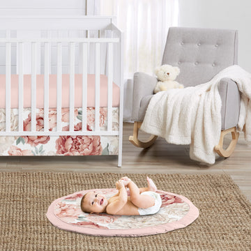 Sweet Jojo Designs Blush Pink Boho Shabby Chic Floral Girl Baby Play Mat Tummy Time Activity Infant Playmat For Playpen Tent Tee