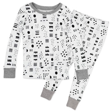 Honestbaby Baby Organic Cotton 2-Piece Snug Fit Pajama Set, Pattern Play, 4T