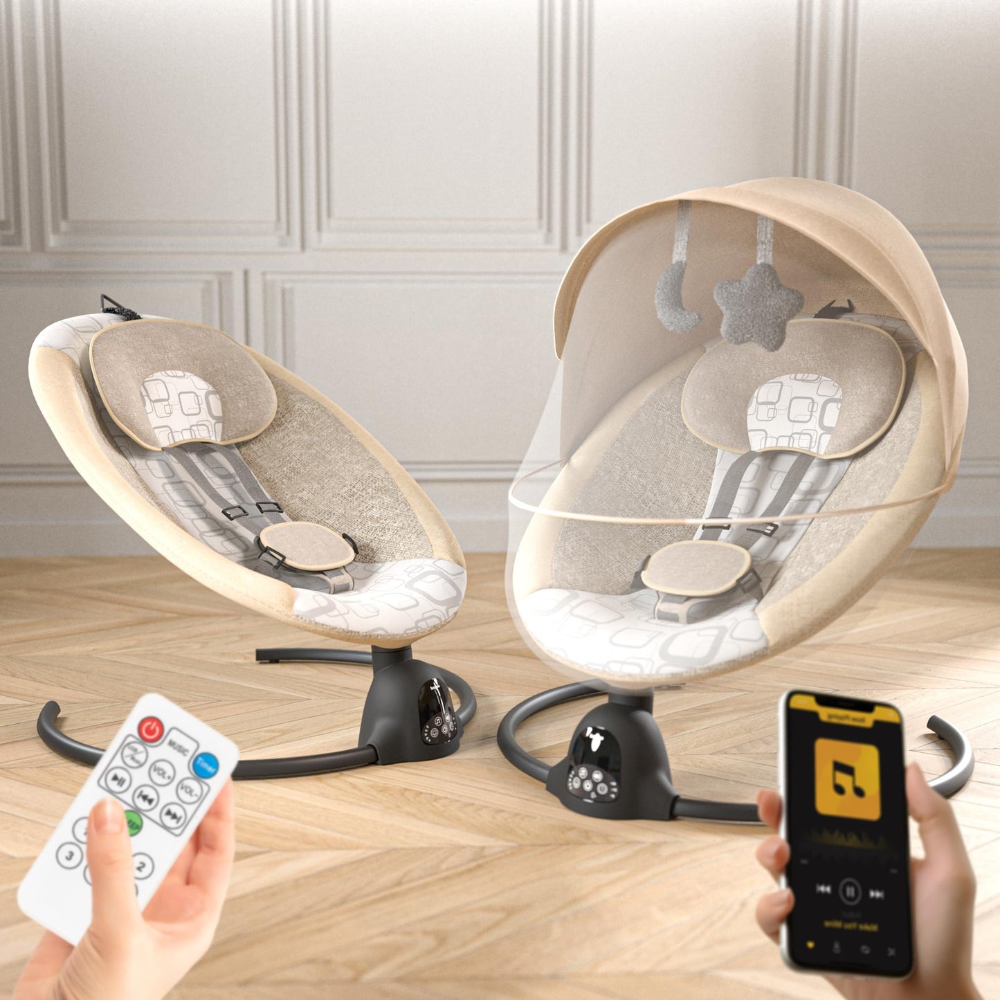 Baybee Plastic Automatic Electric Swing Cradle For New Born Baby With Adjustable Swing Speed, Remote | Infant Rocker, With Mosqu