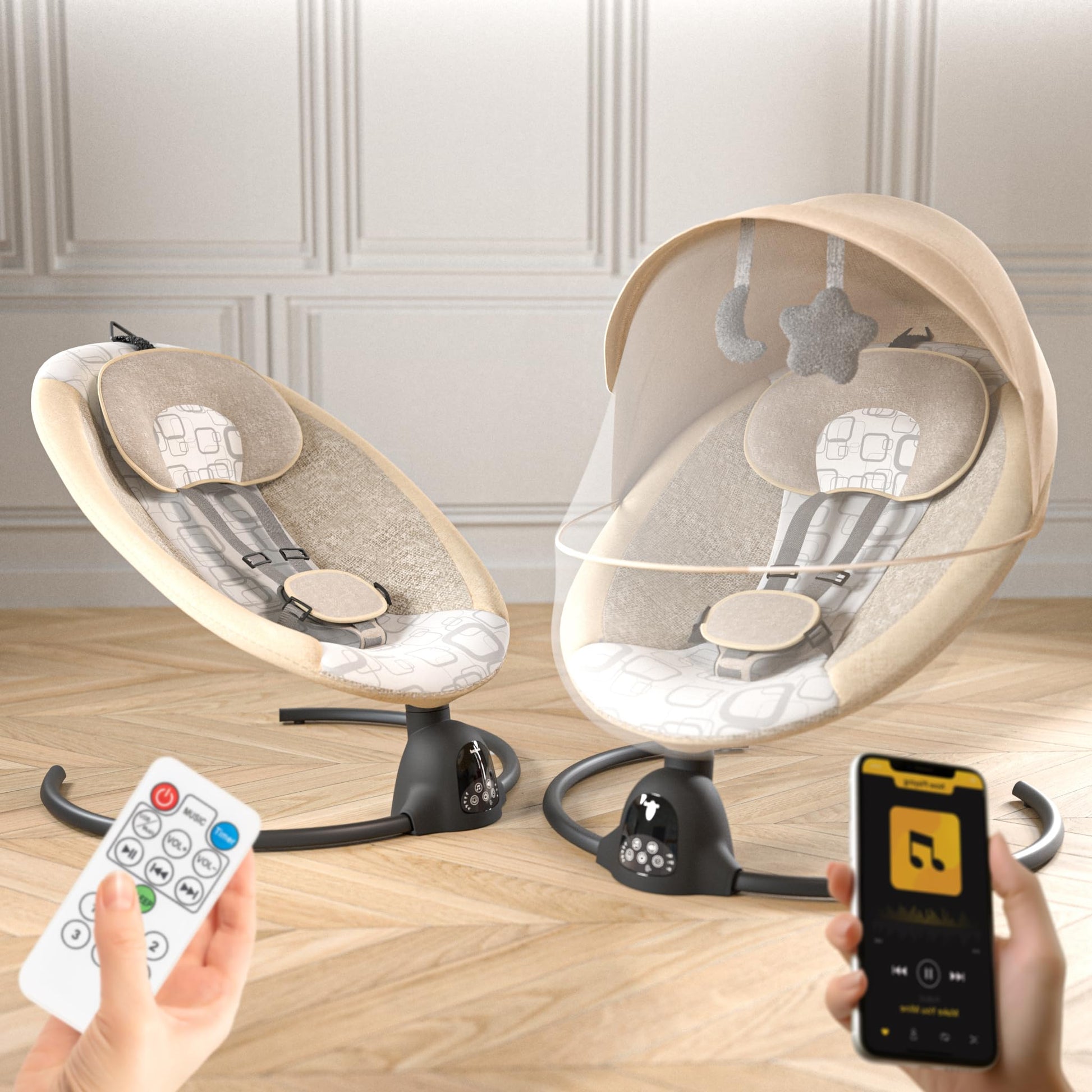 Baybee Plastic Automatic Electric Swing Cradle For New Born Baby With Adjustable Swing Speed, Remote | Infant Rocker, With Mosqu