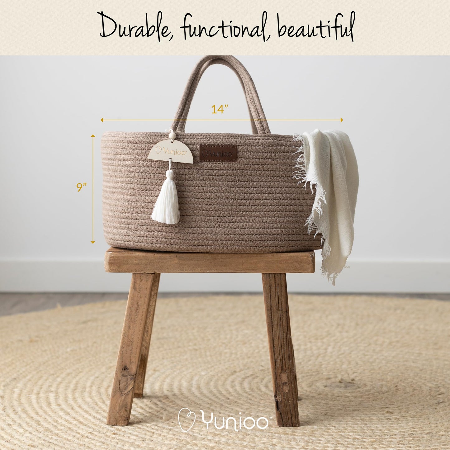 Yunioo Diaper Caddy Organizer, Boho Diaper Bag Tote For Changing Table Necessities And Baby Essentials Must Haves For Newborn, C