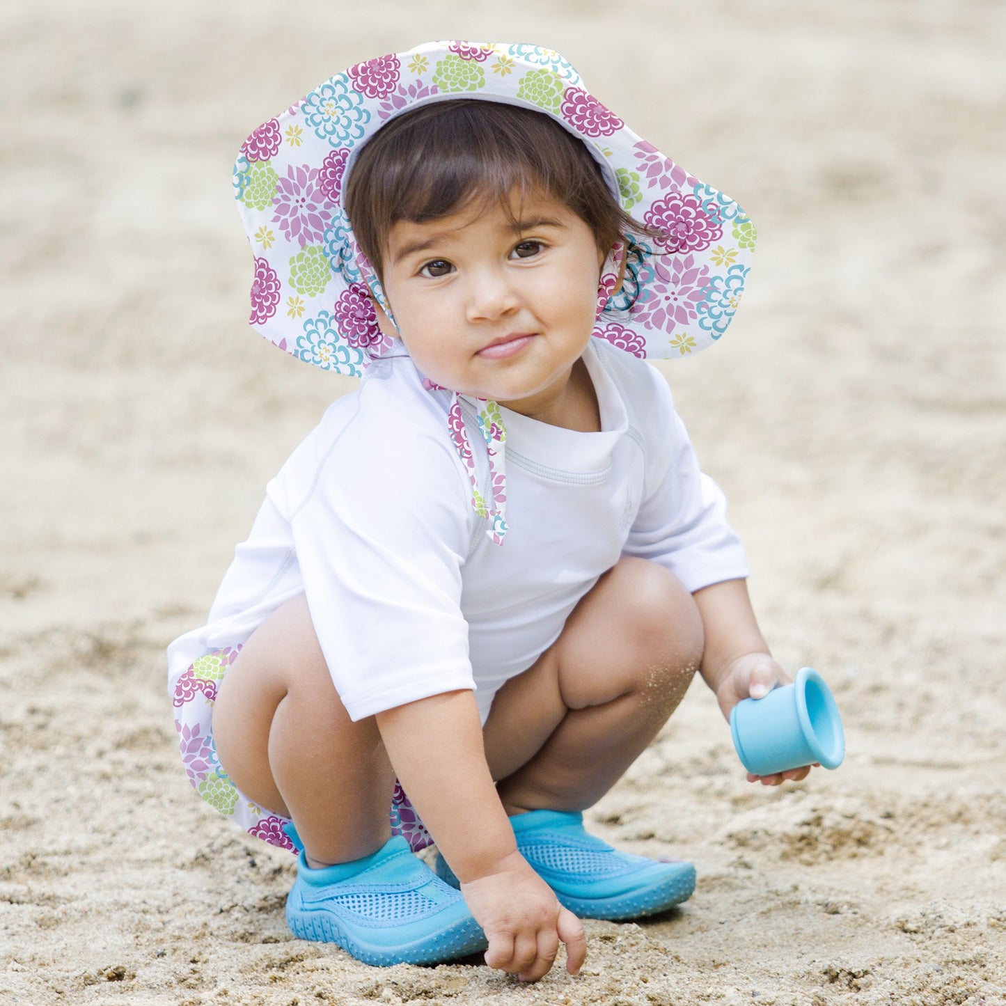 Ruffle Snap Reusable Absorbent Swimsuit Diaper-White Zinnia-18Mo