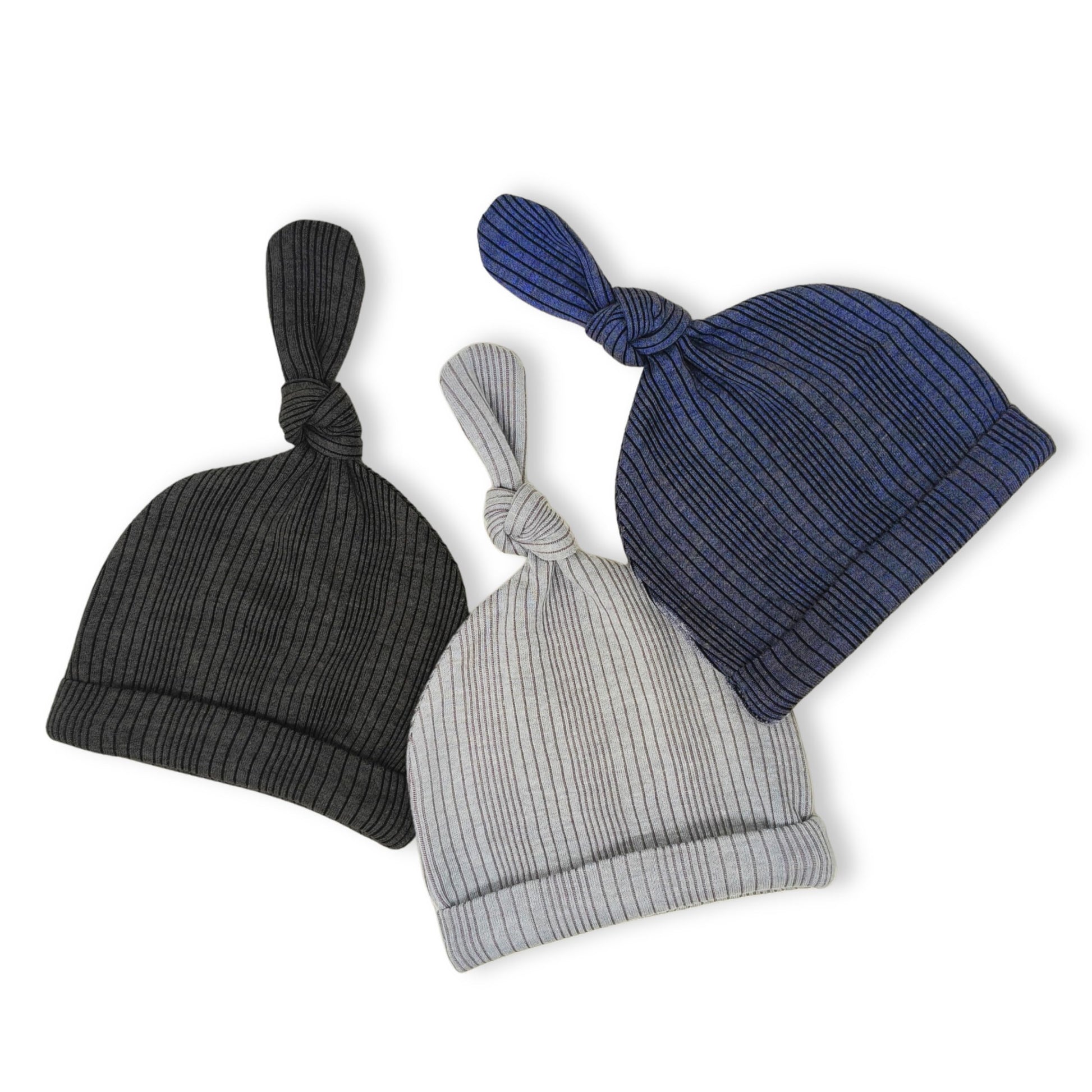 The Boo Boo Club Baby Cotton Blend Knot Cap Set | Soft & Breathable Newborn Caps | Baby Head Cap | Pack Of 3 (03 M) Multicolour