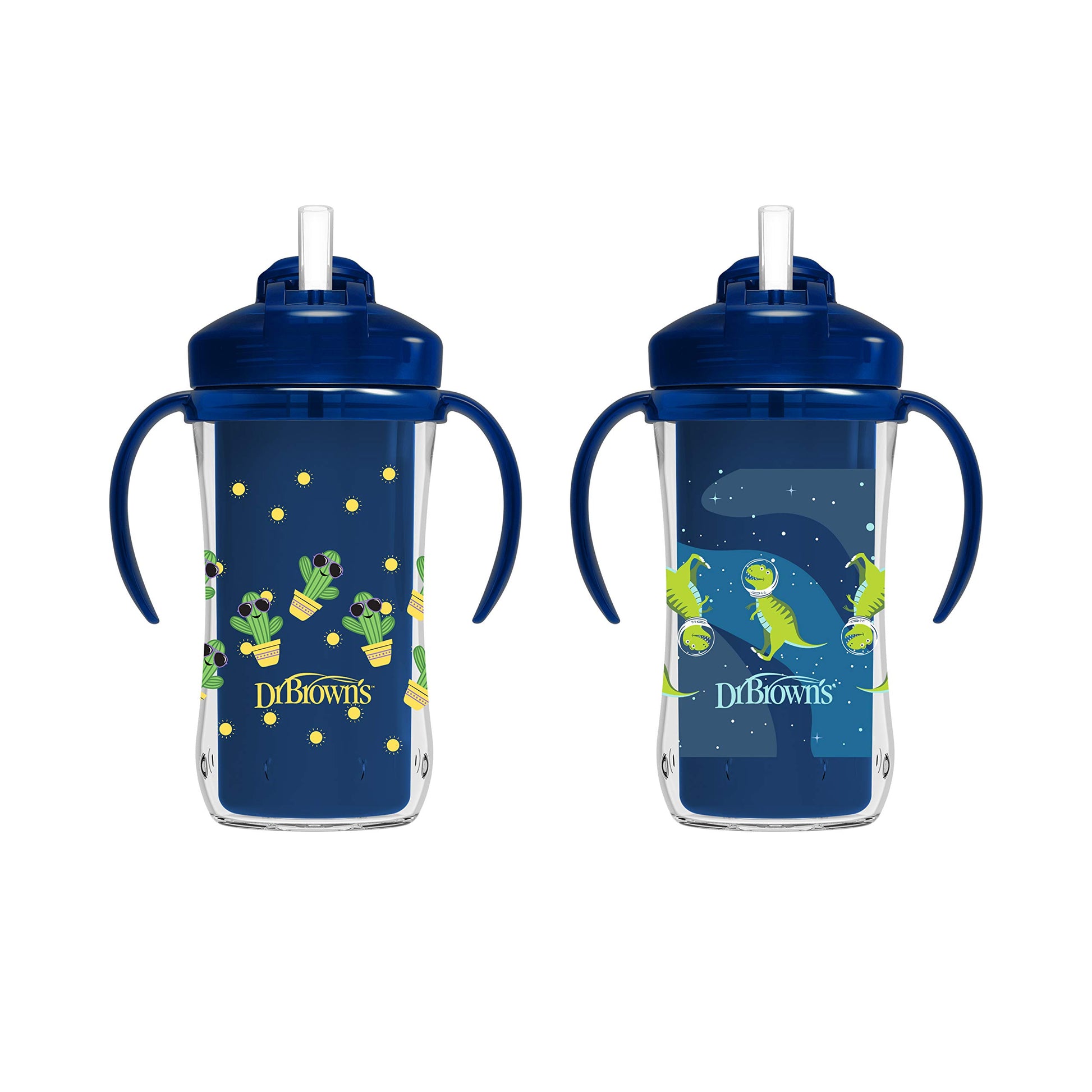 Dr. Browns Milestones Insulated Straw Cup, Blue, 2 Pack