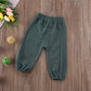 Toddler Baby Boys Girls 3 Pack Cotton Linen Bloomers Pants Solid Color Basic Plain Baby Clothes Joggers(C-Khaki Green Black,2-3