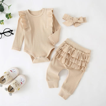 Fullfamous Infant Baby Girl Clothes Outfits,Fall Winter Romper Christmas Clothing Set 0-3 Months Ecru