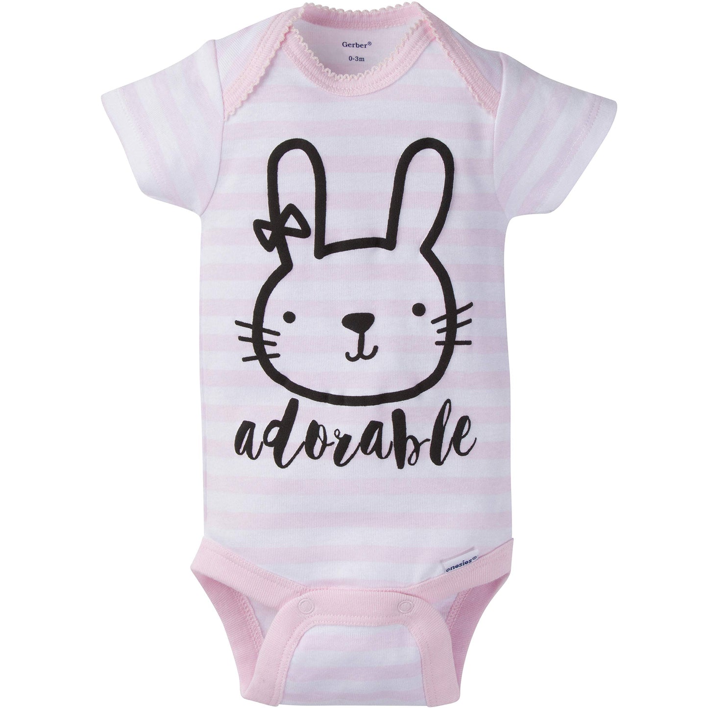 Gerber Baby Girl'S 8-Pack Short Sleeve Onesies Bodysuits, Pink Bunny, Newborn