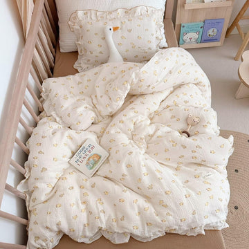 Bulutu Baby Duckling Print Duvet Cover 47X59 Inch, Soft Muslin Duvet Cover For Boys Girls Crib Bedding Gift For Toddlers, Duck P