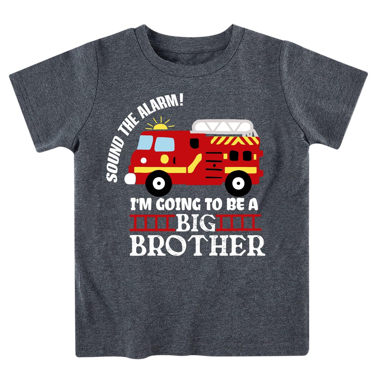 Funnycokid Big Brother T Shirt 6T 5T Promoted To Big Brother Firetruck Fire Engine T-Shirt Black Size 5 6 Pregnancy Announcement