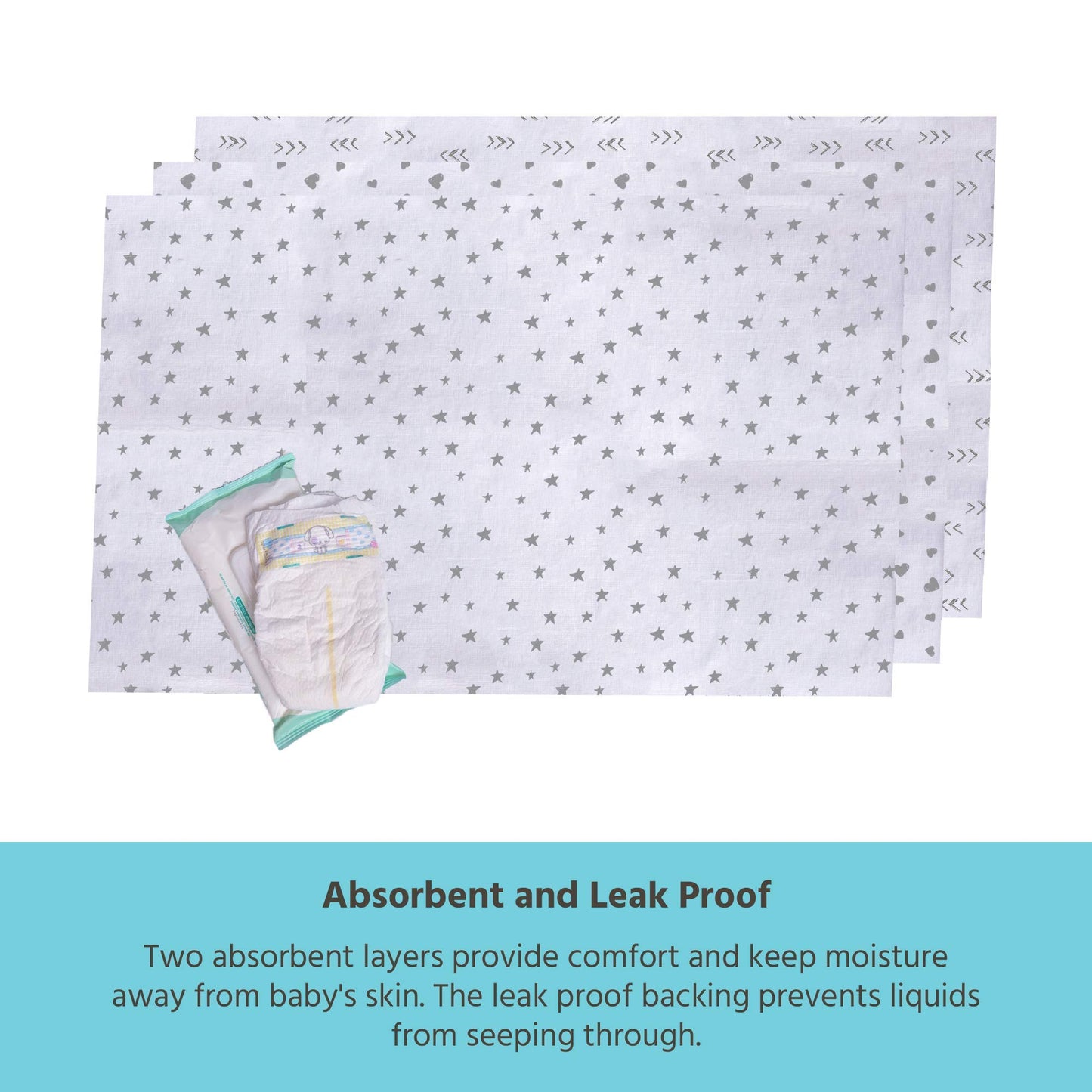 J.L. Childress Healthy Habits Disposable Changing Pads For Baby - Absorbent, No-Leaks, Diaper Changing Table Liners - Disposable