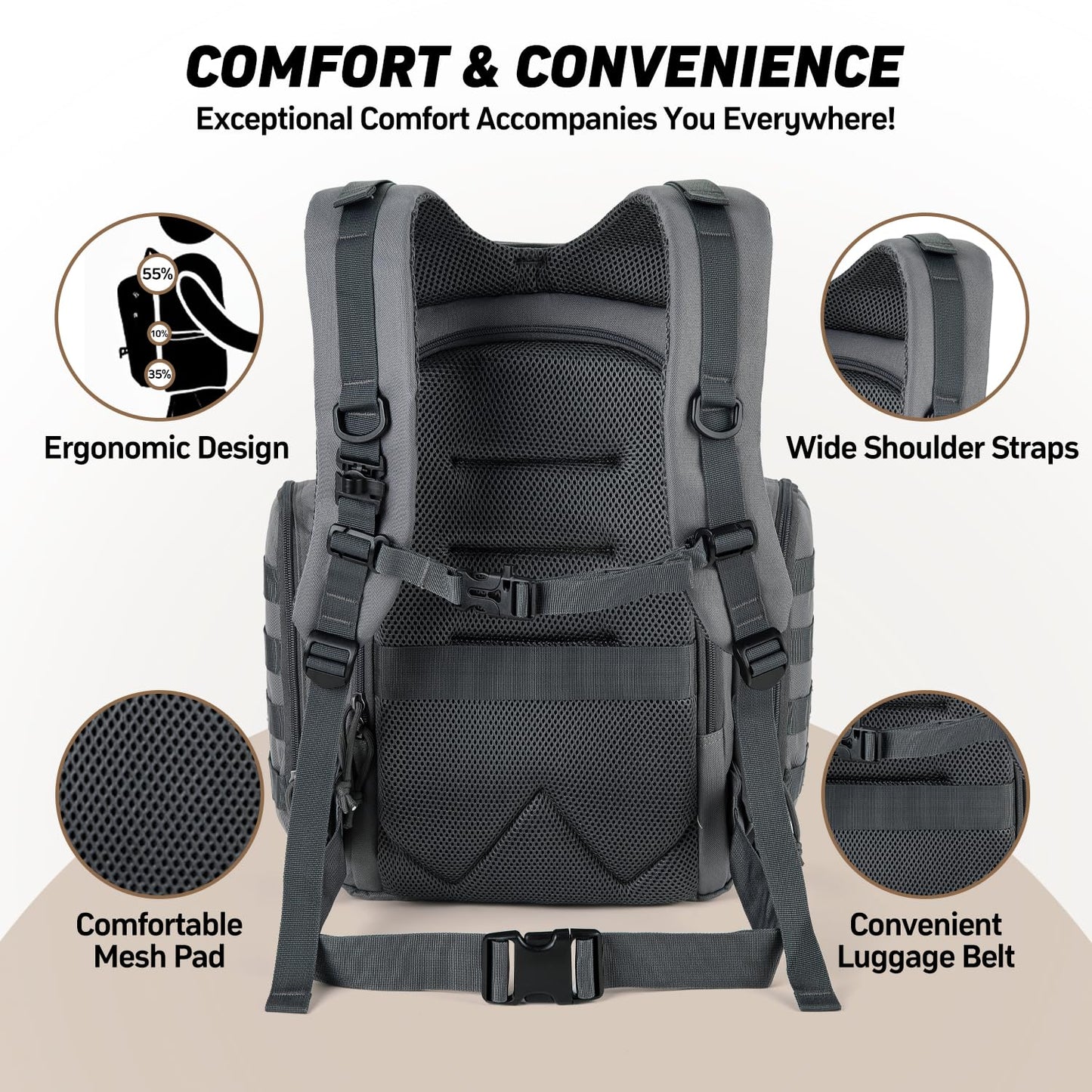 Sharkmouth Diaper Bag With Changing Pad - Large Military Baby Diaper Backpack For Hiking Travel Camping - Army Style For Men Act