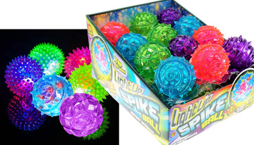 JA-RU Light Up Ball (24 Balls) Rubber Spiky Balls for Kids. Stress Relief Toy Autism Sensory Products. Dog Chew Toy Bulk Birthda