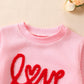 Fiomva Infant Baby Girl Valentines Day Outfit Newborn Sweatshirt Pants Set Toddler Waffle Pullover Matching Clothes (T Valentine