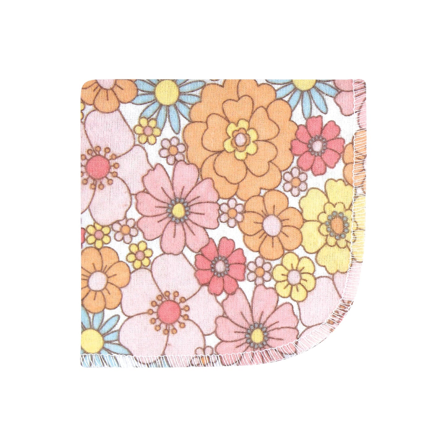 Hudson Baby Unisex Baby Flannel Cotton Washcloths, Peace Love Flowers 10 Pack, One Size