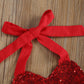 Xiaodriceee Newborn Baby Girl Valentine'S Day Outfit Flutter Sleeve Heart Print Tutu Romper Dress Headband 2Pcs Clothes Set (Red