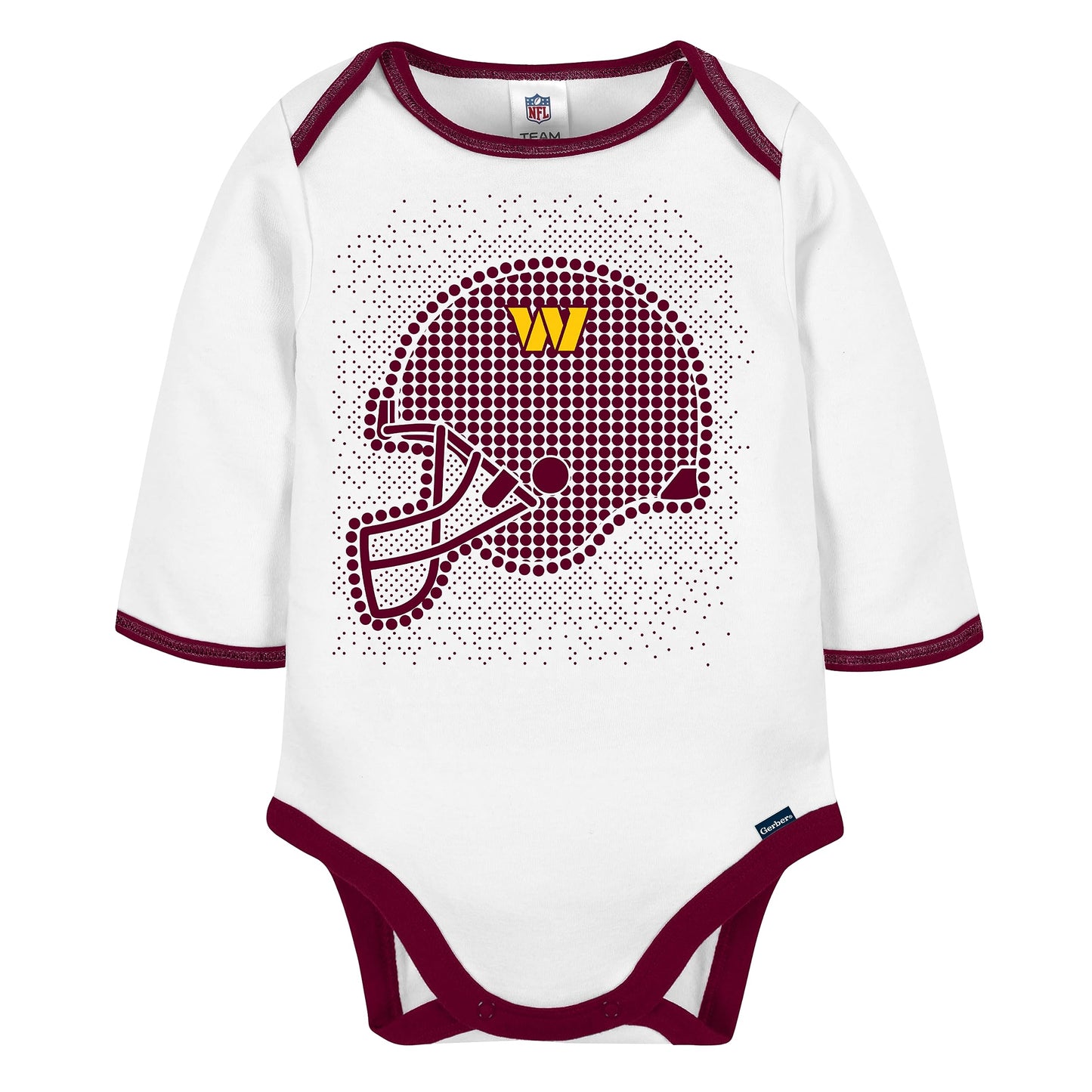 Gerber Nfl Baby Boys' 3Pc Bodysuit, Footed Pant, & Cap Set, Washington Commanders, 0-3 Months