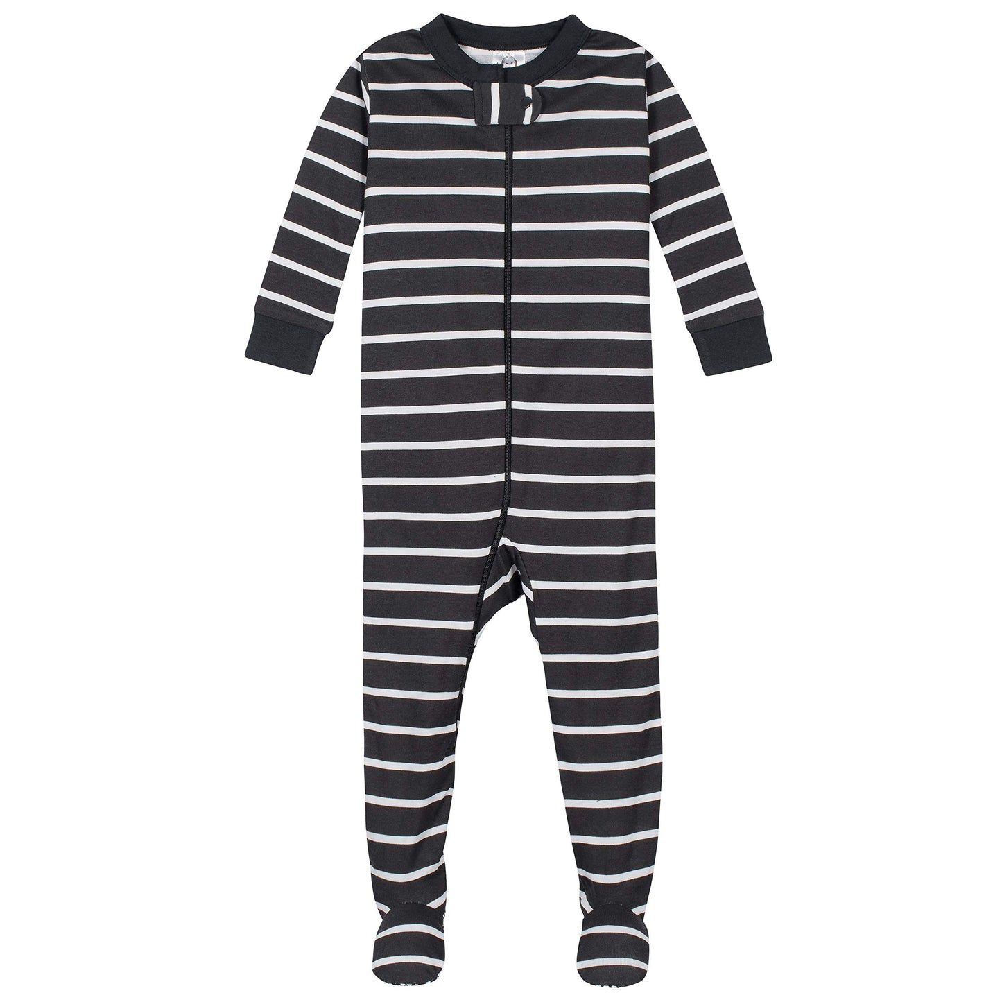 Gerber Baby Boys' 2-Pack Footed Pajamas, Grey Dinos Black Stripe Grey, 6 Months