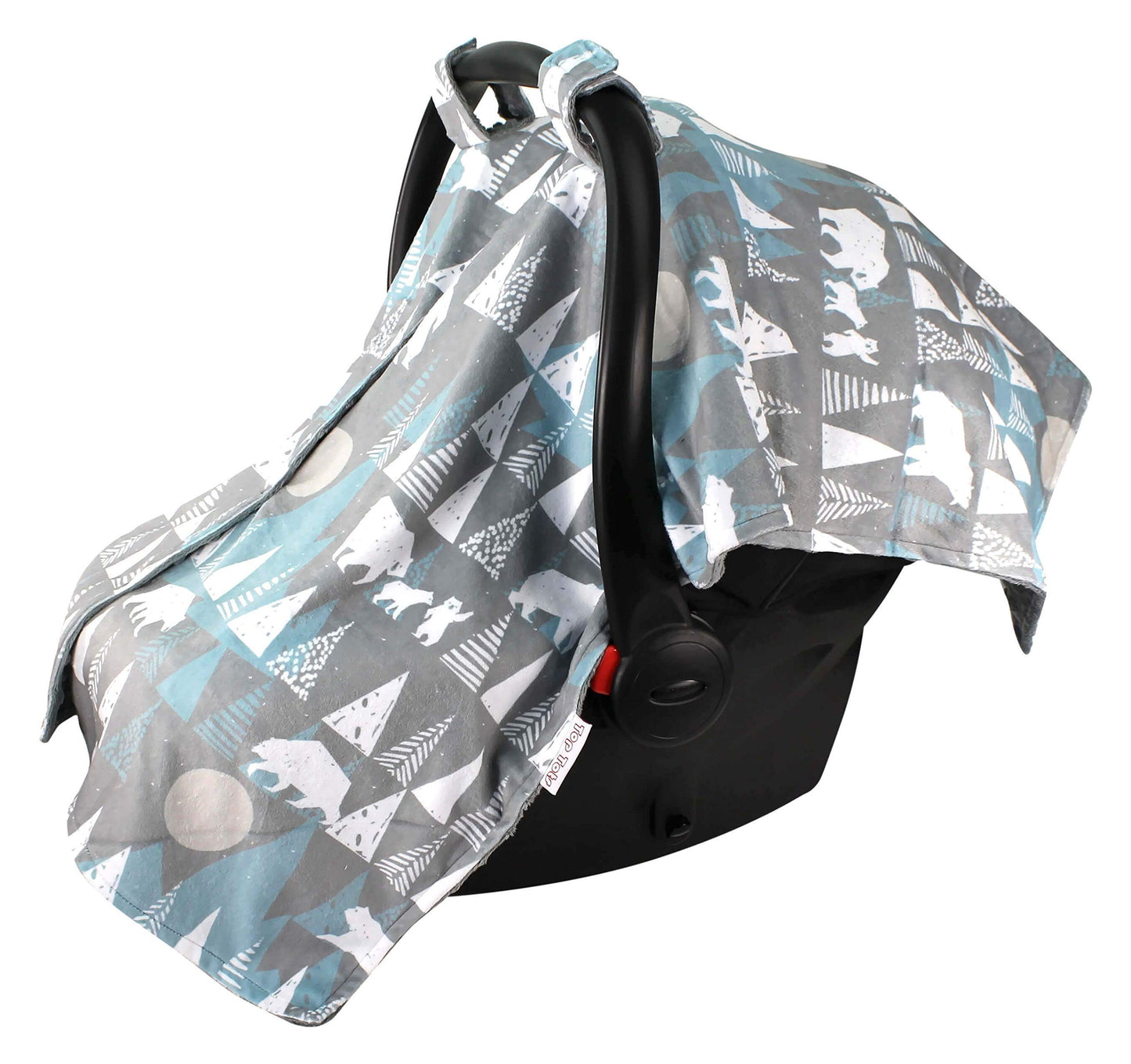 Baby Car Seat Canopy Cover - White Bear And Trees