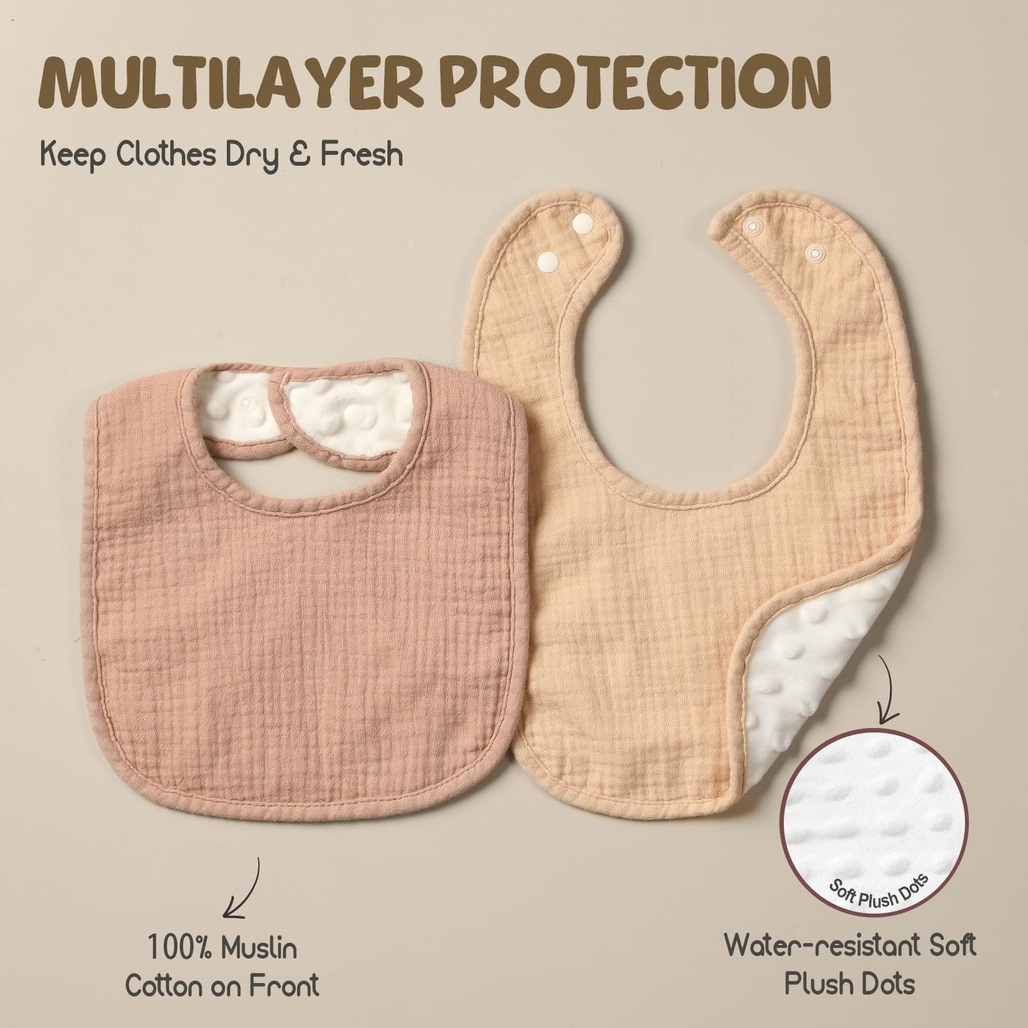 Poikshark Muslin Baby Bibs For Unisex Boys Girls, Soft Cotton Baby Drool Bibs, Drooling And Teething Bibs For Infant, Newborn