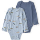 Carters Boy PurelySoft 2-pack Long Sleeve Bodysuit, Vintage Plane, 24M