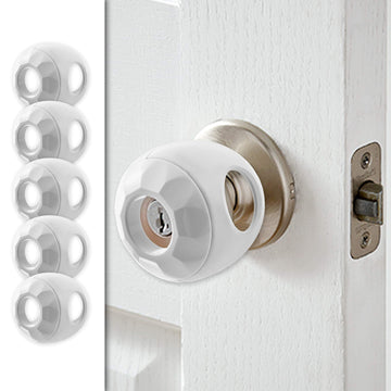 Driddle Door Knob Safety Cover For Kids - 5 Pack - Baby Proof Door Knob Covers - Door Locks For Kids Safety Child Proof - White
