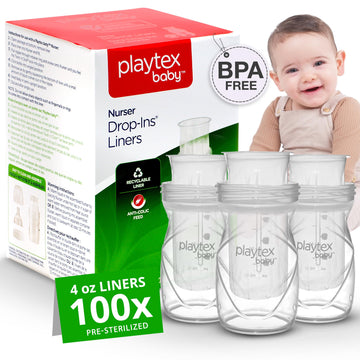 Playtex Baby Nurser Pre-Sterilized Disposable Drop-Ins Bottle Liners, Anti-Colic, Gas Reduction, Closer To Breastfeeding, 4 Oz,