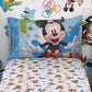 Disney Mickey Mouse Blue, Red, Green, And White, Donald Duck, Pluto, And Goofy, Fun Starts Here 2 Piece Toddler Sheet Set - Fitt