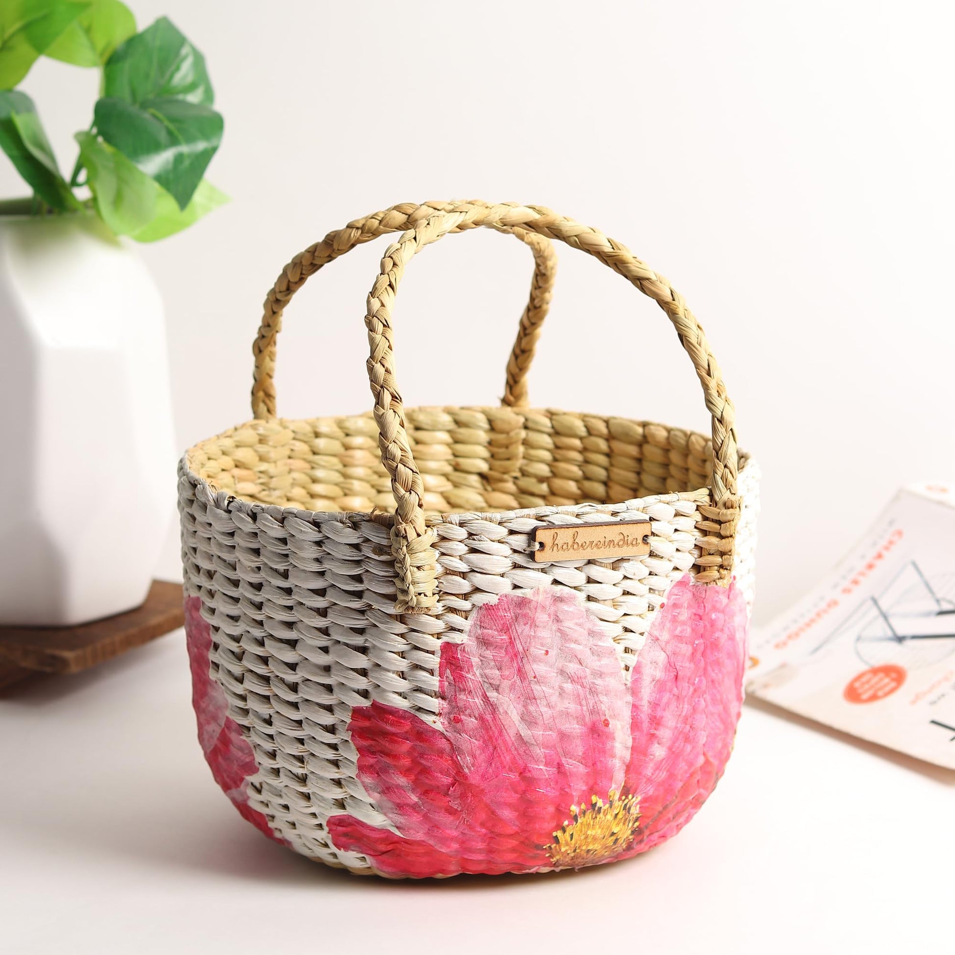 Habere IndiaAll The Cultures Fabricating India Handmade Gift Hamper Baskets | Cane Round Hamper Basket | Fruit Baskets | Bamboo
