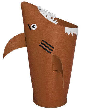 Pikl Kids Shark Laundry Hamper, Brown - 29X16X10 Inches, Portable Toy Storage Basket For Nursery, Bedroom, Bathroom, Boys & Girl