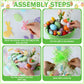 Teenyyou 3 Sets Easter Woven Baskets With Cellophane Gift Bags Bows 12 X 9 X 5 Inch Easter Gift Bags Empty Bunny Eggs Rope Baske