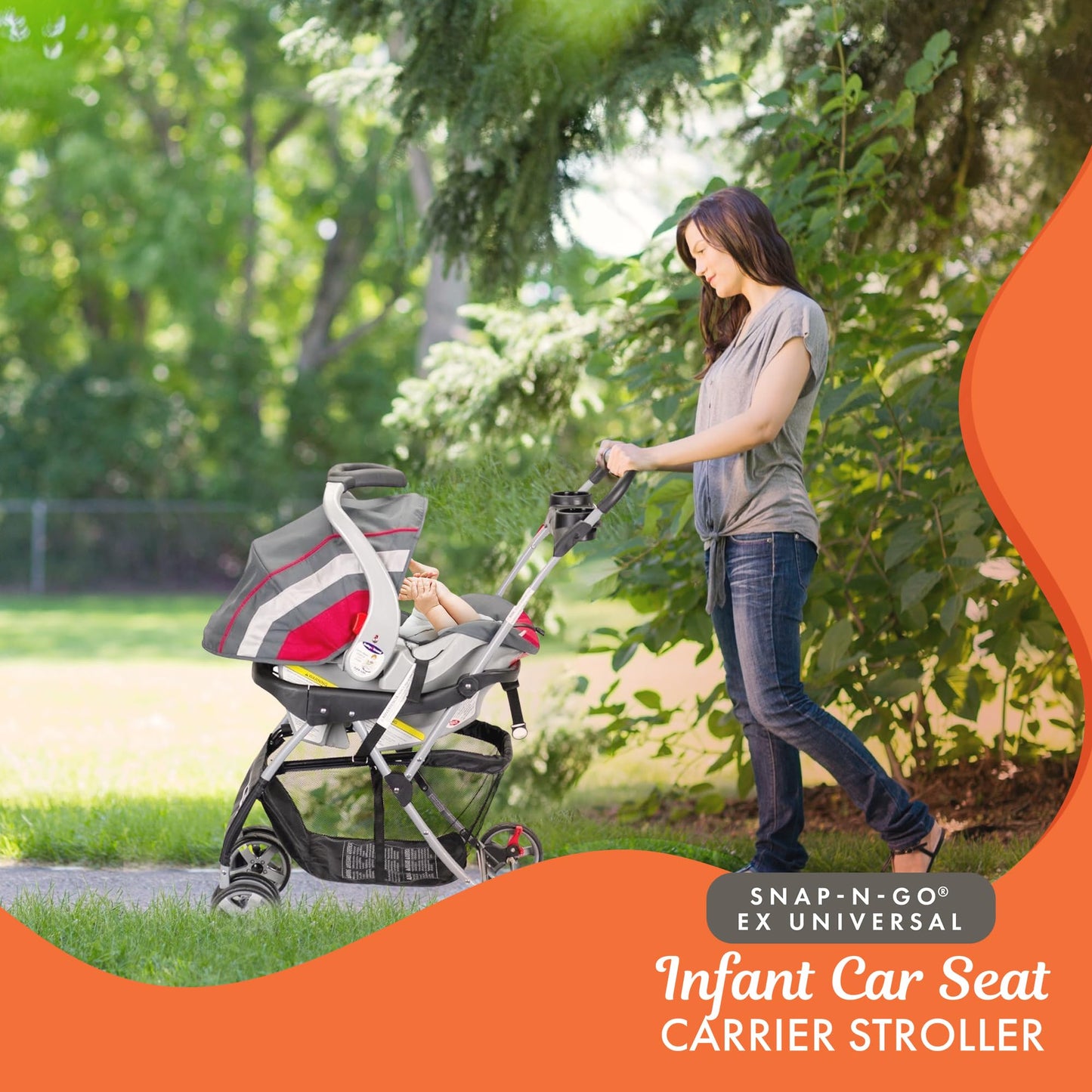 Baby Trend Snap N Go Ex Polyester Lightweight Foldable Universal Single Infant Car Seat Carrier With 2 Cup Holder And Covered Co