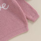 Baby Girl Valentines Day Outfit Love Heart Sweet Long Sleeve Sweater Tshirt Crewneck Tops Fall Winter Clothes (C-Red, 9-12 Month