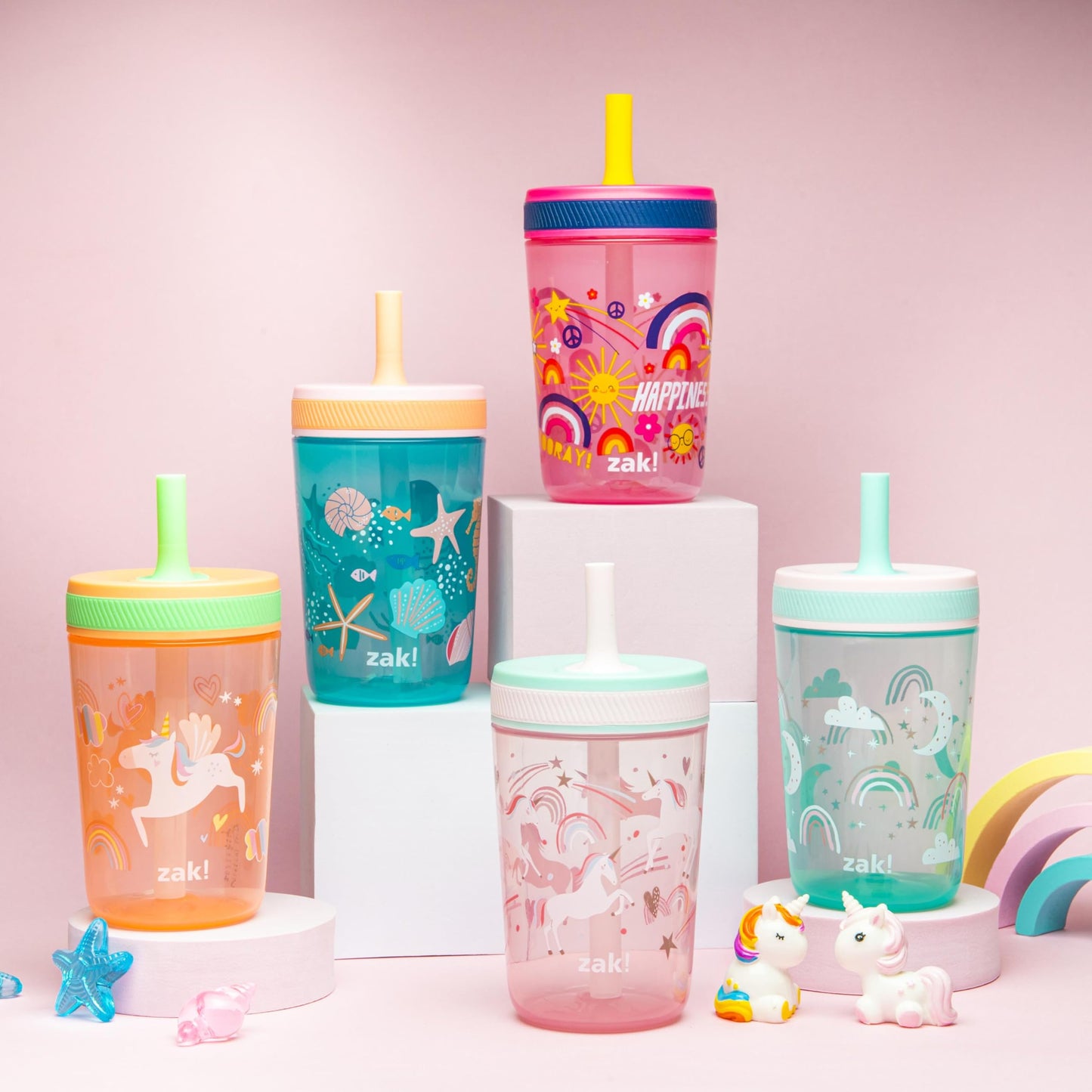 Zak Designs Kelso Toddler Cups For Travel Or At Home, 15Oz 2-Pack Durable Plastic Sippy Cups With Leak-Proof Design Is Perfect F