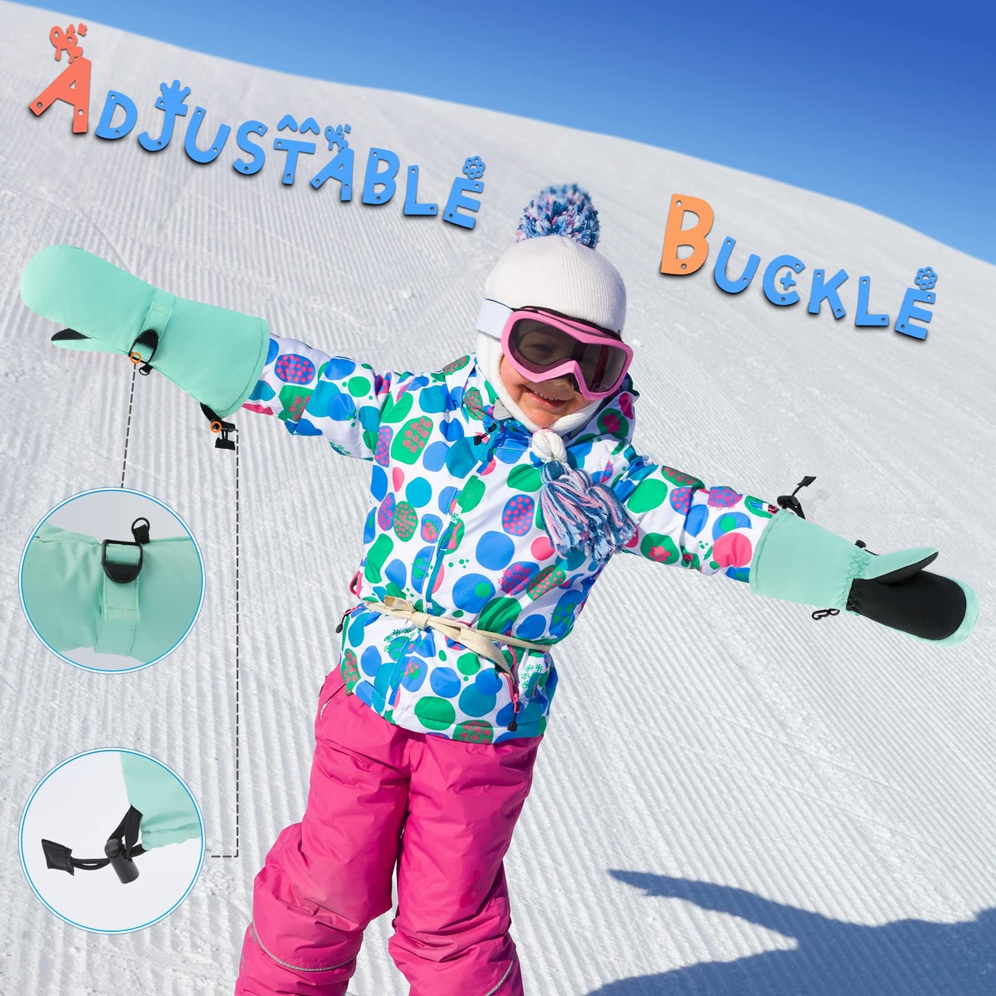 Winter Kids Waterproof Gloves For Boys Girls Snow Ski Toddler Baby Mittens Outdoor For Infant Teens 1-5T
