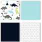 Navy Blue And Green Modern Dinosaur Boys Or Girls 5 Piece Toddler Bedding Comforter Sheet Set