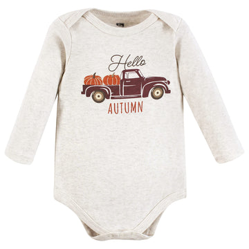 Hudson Baby Unisex Baby Cotton Long-Sleeve Bodysuits Hello Autumn, 12-18 Months