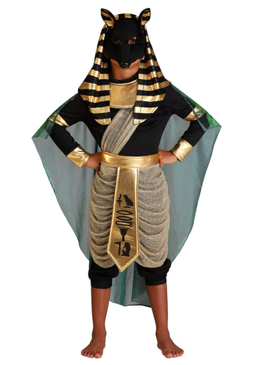 Fun Costumes Boys Anubis Halloween Costume | Kids Egyptian God Pharaoh Outfit | Includes Shirt, Pants, Belt with Drape, and Acce