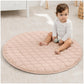 Comfy Cubs Round Kids Play Mat - Small 36 inches Soft Quilted Baby Floor Mat with Non-Slip Bottom - Plush Design for Toddlers P
