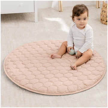 Comfy Cubs Round Kids Play Mat - Small 36 inches Soft Quilted Baby Floor Mat with Non-Slip Bottom - Plush Design for Toddlers P